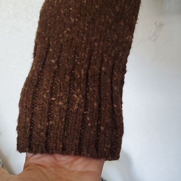 Peruvian Connection Alpaca Wool Blend Button Down Mock Neck Sweater in Brown - Picture 4 of 14